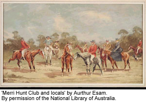 'Merri Hunt Club and locals' by Arthur Esam. By permission of the National Library of Australia